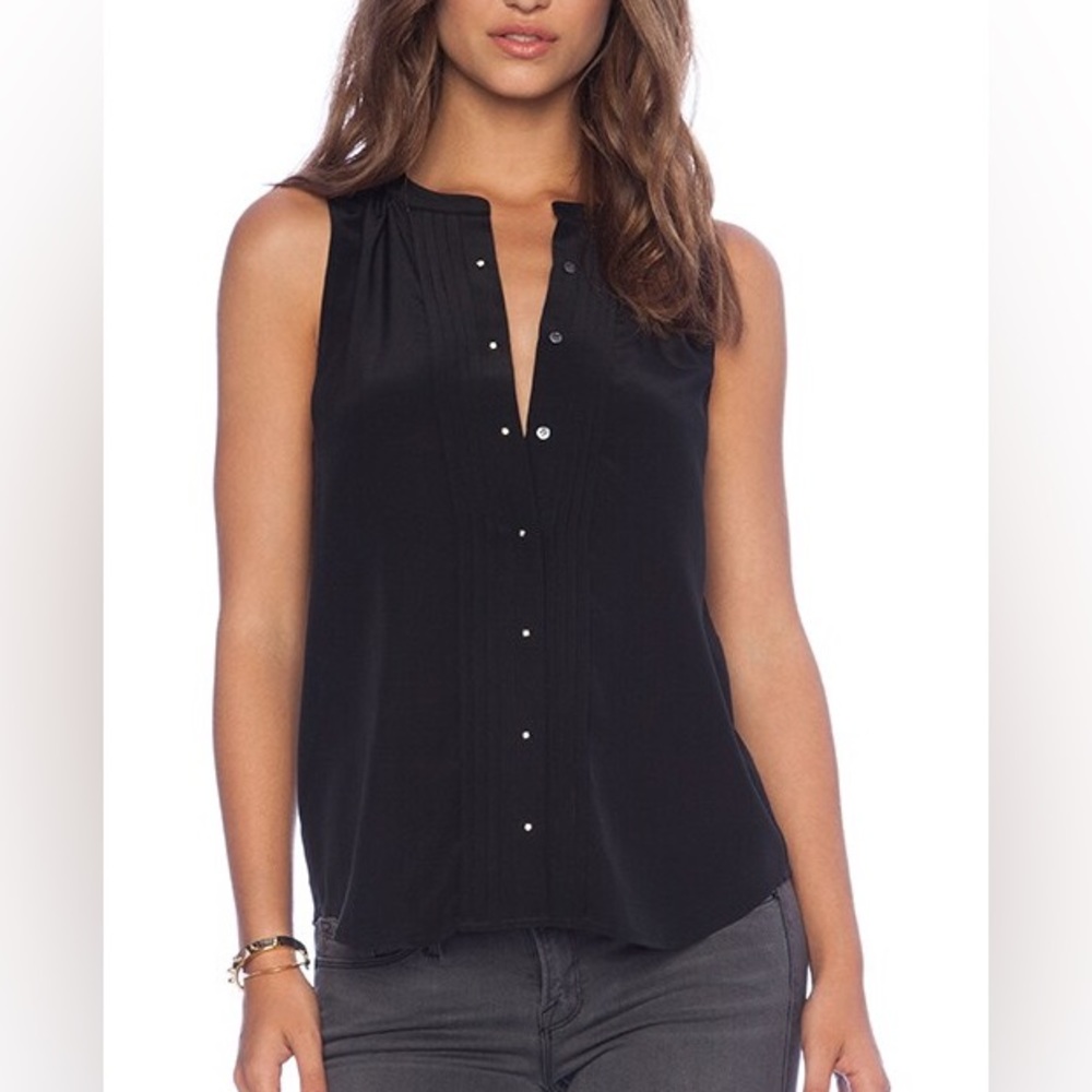 Joie Therese silk tank w rhinestone buttons